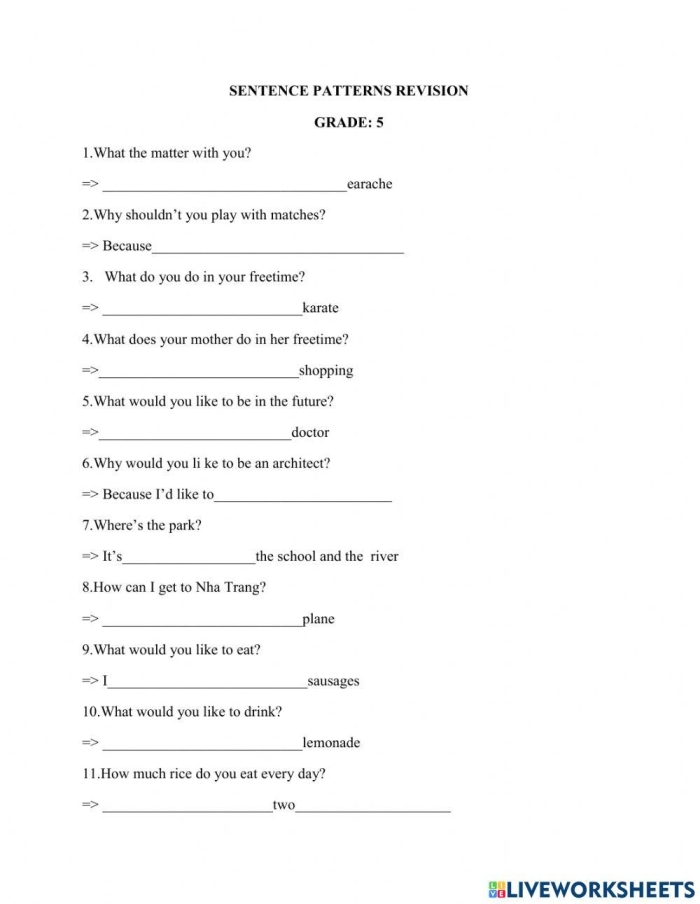 Explore sentence structures with this engaging Find the Sentence Patterns worksheet for grade four learners Fourth grade students working on a Find the Sentence Patterns worksheet with a fun messy story
