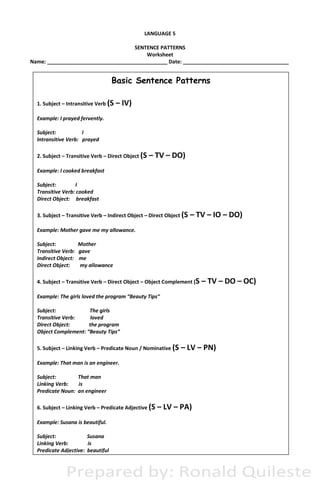 Engaging reading activity for fourth graders exploring sentence structures worksheet 9 Fourth grade students working on a Find the Sentence Patterns worksheet with a fun messy story