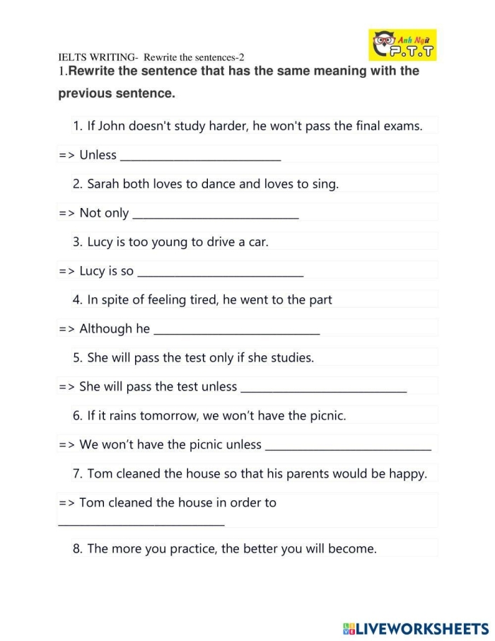 Grammar and Mechanics worksheet for Fourth Grade Worksheet for Sentence Makeover Part 1 designed for fourth graders to practice rewriting paragraphs. Engaging image of the Sentence Makeover Part 1 worksheet for grammar and mechanics.