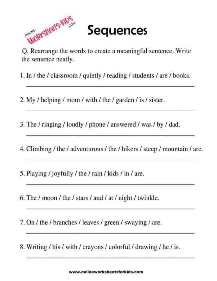 Sequence words help organize summaries in this fourth grade reading worksheet 12 Fourth grade students completing a Summarizing with Sequence Words worksheet focused on a fairy tale