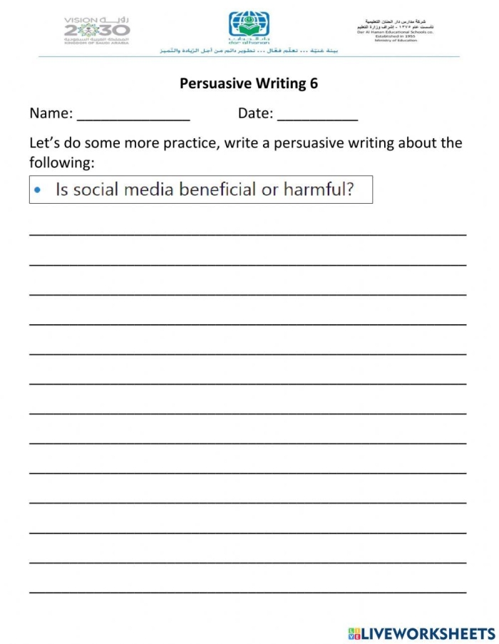 Fourth grade persuasive writing worksheet about soda with sections for introduction, arguments, and conclusion