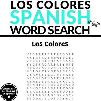 Engaging colors in Spanish word search for fourth graders Word search worksheet featuring Spanish vocabulary for basic colors