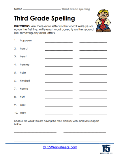 Fourth grade students practicing spelling and vocabulary in a three-part Check-In worksheet