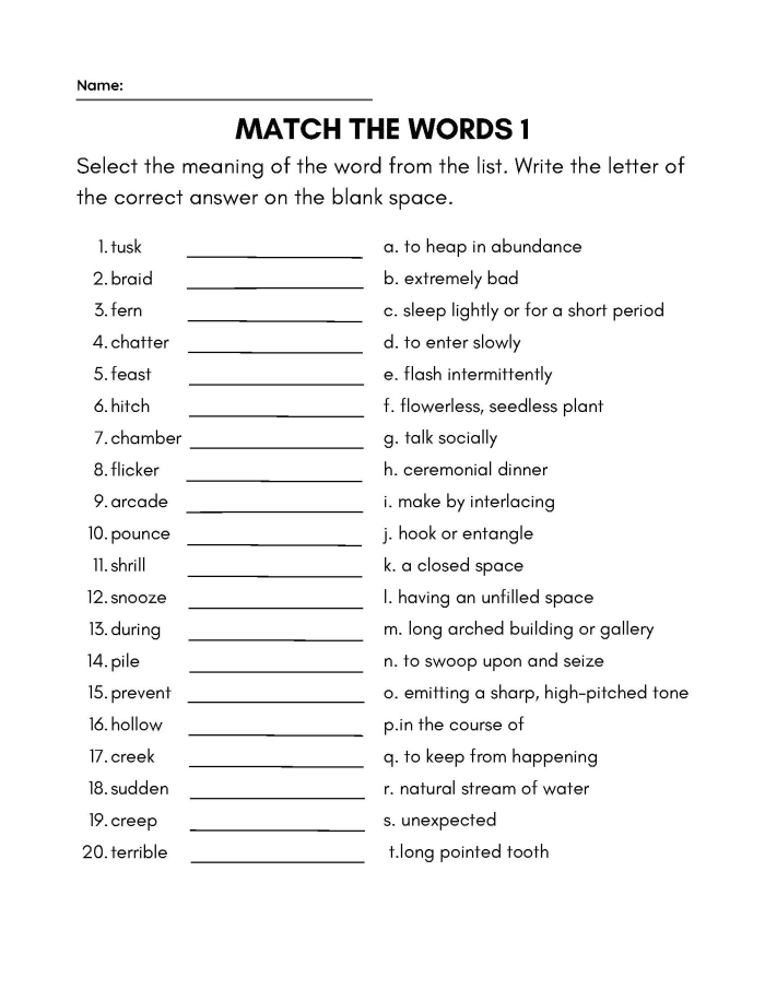 Fourth grade students practicing spelling and vocabulary skills on worksheet number 22