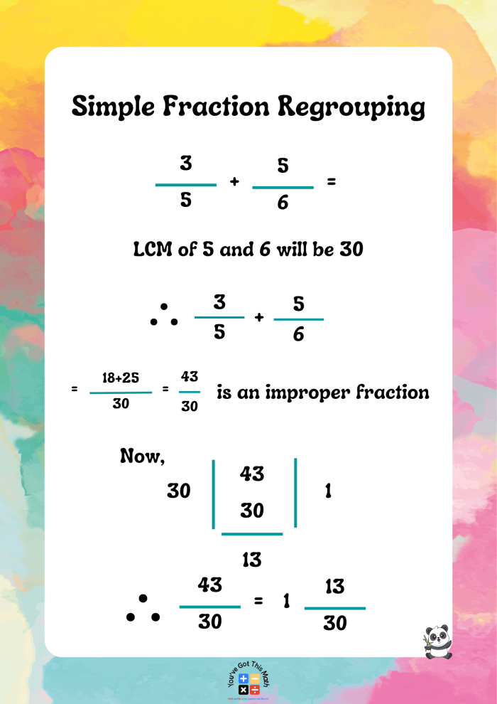 Fourth grade geometry worksheet on subtracting mixed fractions with like denominators and regrouping