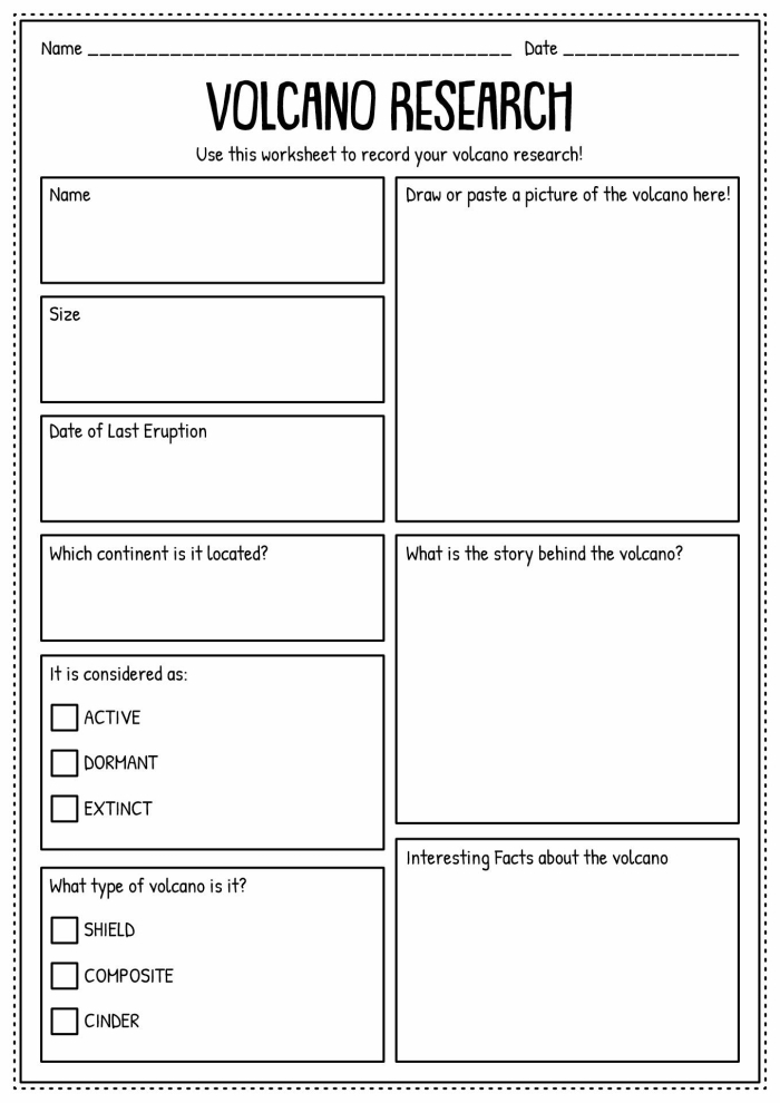 Volcano Writing Scene Worksheet 13 for Fourth Grade Counting and Numbers Activities A fourth grade student writing scene with a volcano illustration as a story starter for creative composition