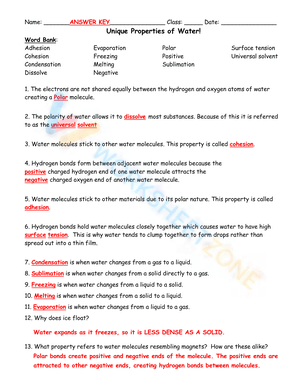 Educational resource on water's specific heat and kinetic energy concepts Worksheet exploring the physical properties of water for fourth graders