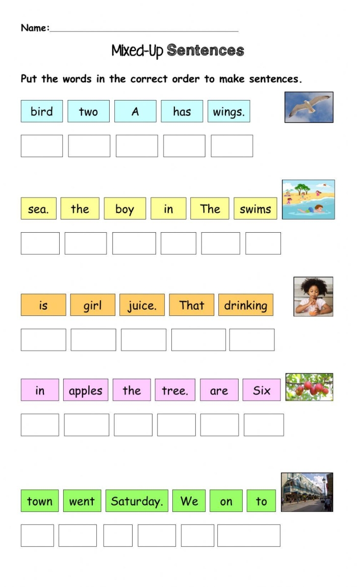 Engaging Sentence Mix-Up Game worksheet activity for fourth grade students on data and graphing skills Fourth graders collaborating on a Sentence Mix-Up Game worksheet to enhance writing and teamwork