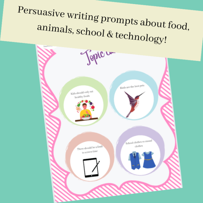 Fourth grade students working on persuasive writing prompt cards for measurement topics