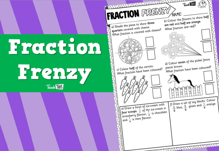 Worksheet for teaching first graders about one-half fractions