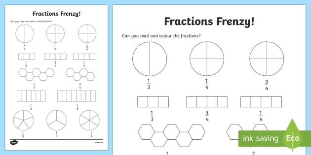 Worksheet featuring the concept of one-half for first graders learning fractions