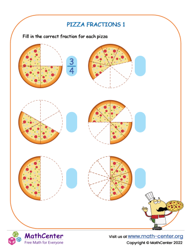 Fraction Math: Pizza Time! worksheet for engaging second grade learning A colorful second grade worksheet featuring fraction pizza orders for math practice