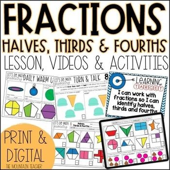 Second Grade worksheet featuring circles divided into halves, thirds, and fourths for fraction practice