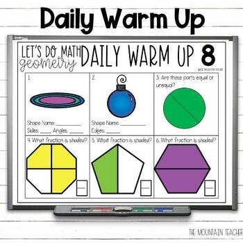 Second grade worksheet with circles divided into halves, thirds, and fourths for fraction practice