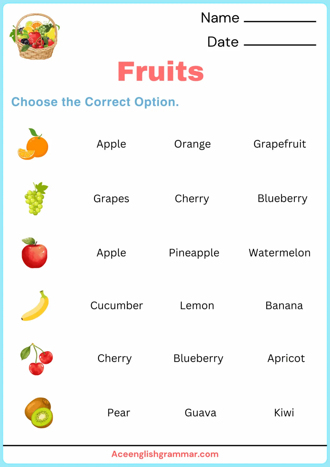 Engaging fruit-themed spelling and coloring worksheet for first graders to enhance vocabulary skills First Grade fruit vocabulary worksheet featuring coloring and spelling exercises for young learners