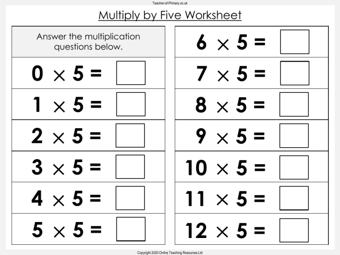 Worksheet for third graders to master multiplication by five strategies number 6 Third Grade multiplication worksheet practicing multiplying by 5 with fun exercises