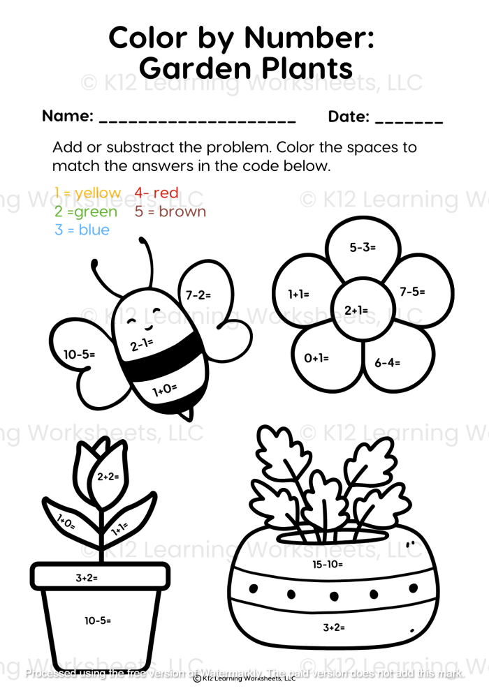 Third grade student coloring garden plots to practice reducing fractions in this math worksheet activity
