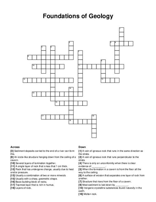 Challenging geology crossword worksheet for fourth graders, image 12 Fourth grade geology crossword puzzle for vocabulary practice