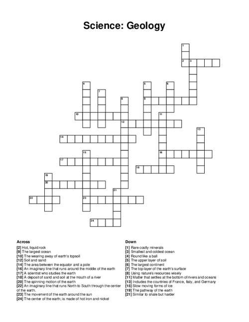 Engaging geology crossword worksheet designed for fourth graders to enhance vocabulary skills Fourth grade geology crossword puzzle focusing on key vocabulary terms