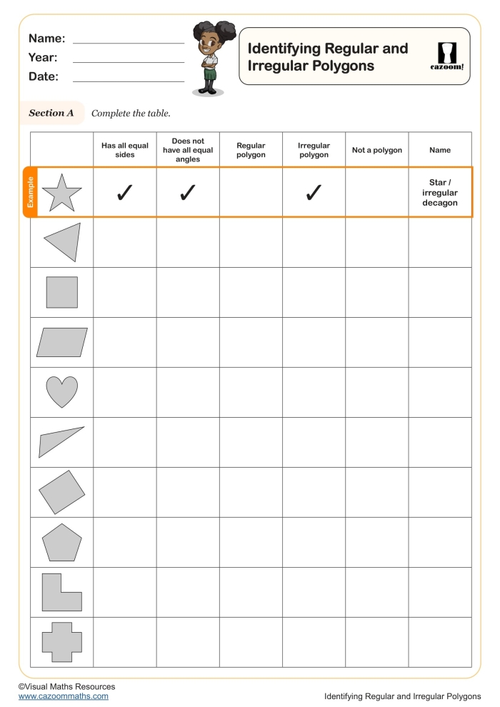 Worksheet featuring a geometry word puzzle focused on identifying and describing various polygons. Describing Polygons Worksheet for Geometry Students