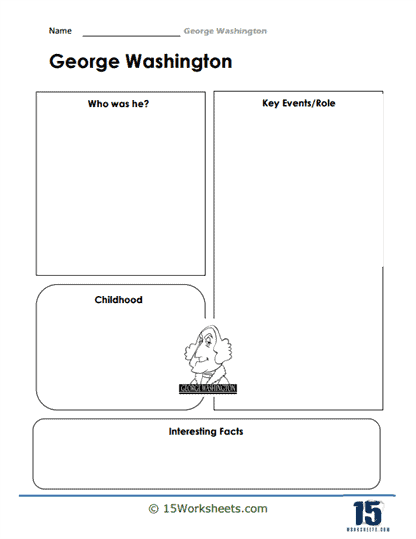 Third grade worksheet featuring facts about George Washington's achievements