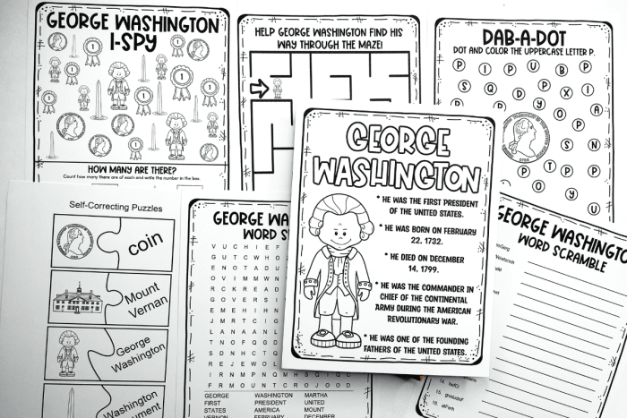 Third grade worksheet focusing on George Washington's first accomplishments
