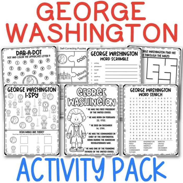 Third grade worksheet featuring facts about George Washington for reading and writing practice