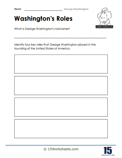 Third grade worksheet featuring facts about George Washington for reading and writing practice