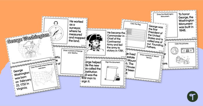 Third grade worksheet focusing on George Washington's important achievements
