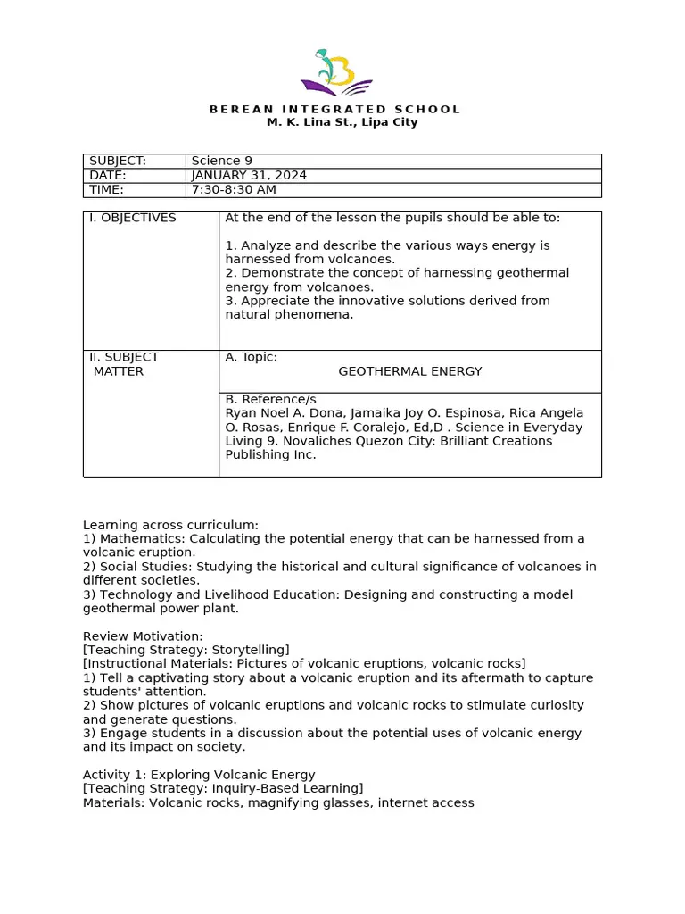 Third grade Chinese worksheet explaining geothermal energy and its uses