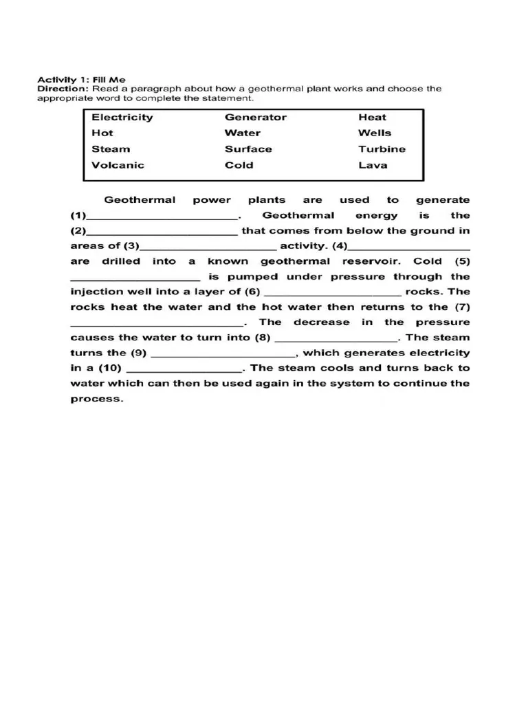 Third grade Chinese worksheet explaining geothermal energy and its uses
