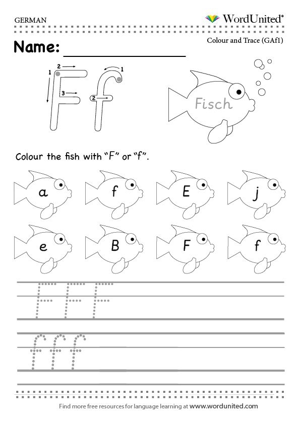 First Grade child practicing German alphabet on a colorful worksheet focused on geography terms