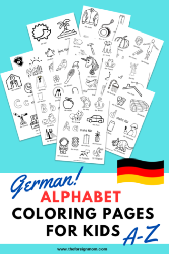 First Grade Geography German Alphabet worksheet showing letters and pronunciation guide