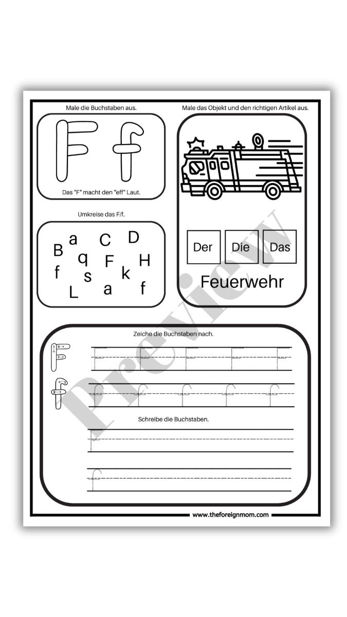First Grade child practicing the German alphabet on a colorful worksheet in a geography class