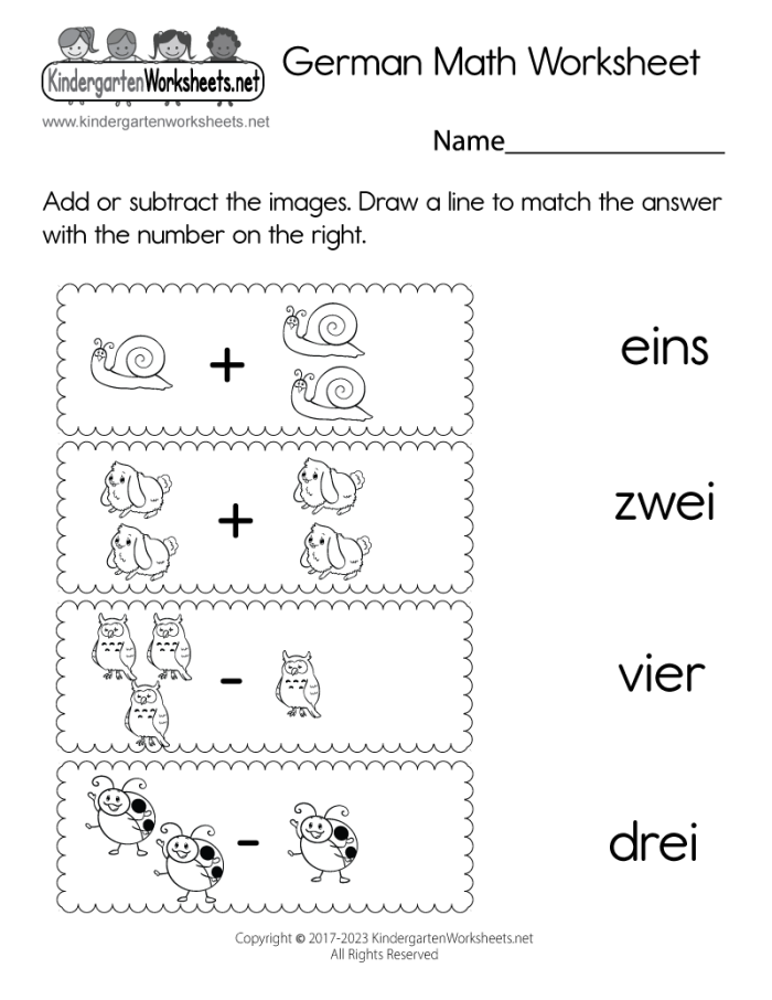First Grade German numbers worksheet focused on fractions for young learners