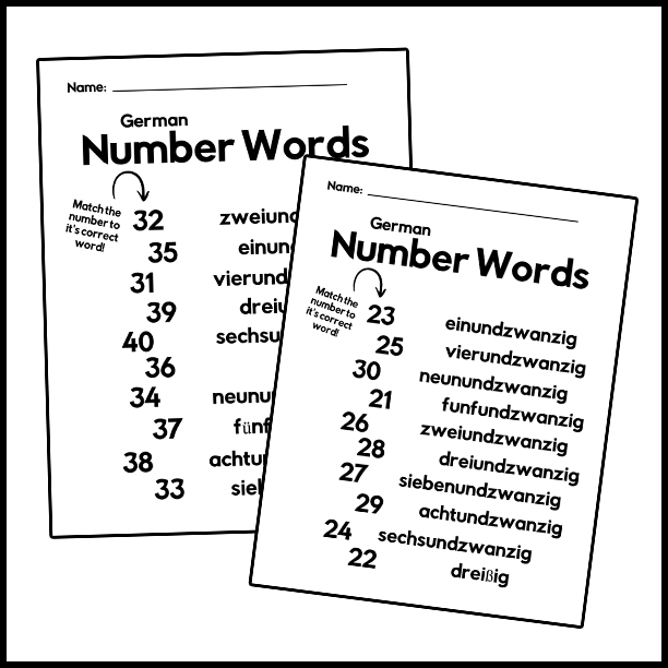 First Grade German Numbers worksheet focusing on fractions to build basic language skills