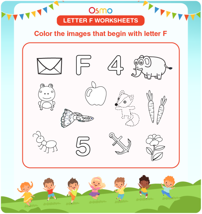 Get Ready for Reading: Fun with the Letter F for Pre-K Learners Colorful worksheet featuring the letter F to help preschoolers learn reading skills