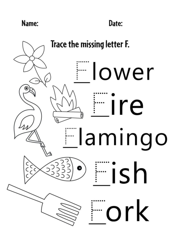 Get Ready for Reading: Engaging Letter F Worksheet for Pre-K Learners Colorful worksheet focusing on the letter F to support preschool reading skills