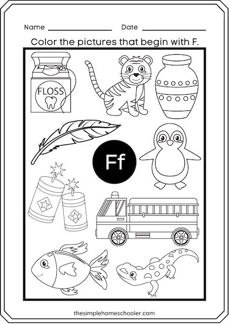 Get Ready for Reading: All About the Letter F for Pre-K Learning Colorful worksheet focusing on the letter F to support preschool reading skills