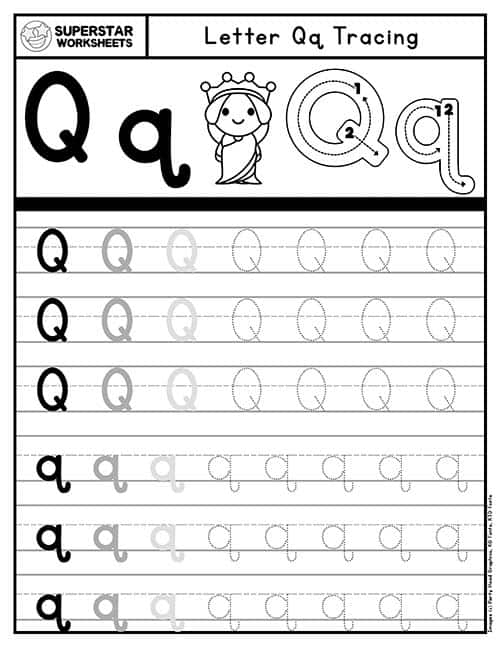 Worksheet featuring activities for the letter Q, including handwriting and coloring exercises. Get Ready for Reading: Engaging Letter Q Activities for Pre-K Learners.