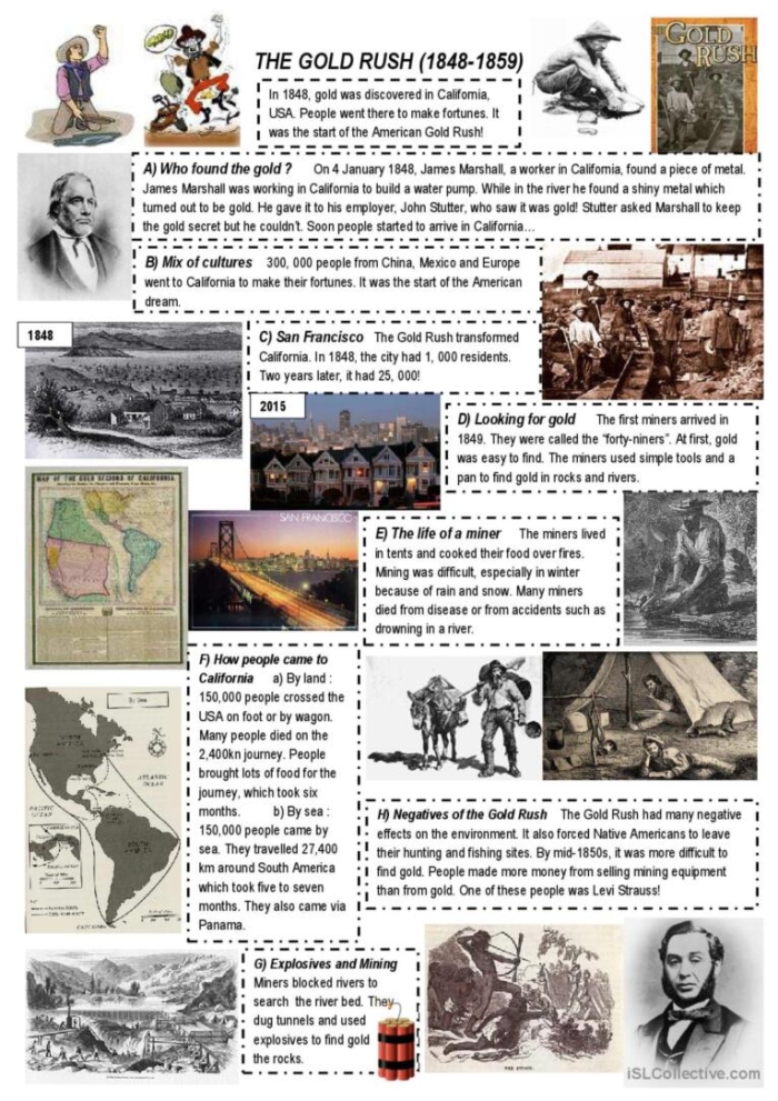 Fourth Grade California Gold Rush board game worksheet showing a fun history activity