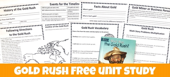 Fourth Grade Gold Rush Worksheet featuring an exciting board game about the California Gold Rush