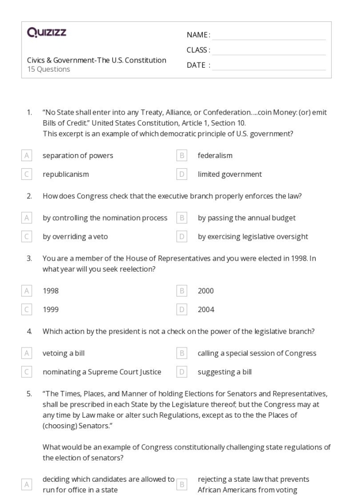 Second Grade worksheet featuring U.S. government buildings matching activity