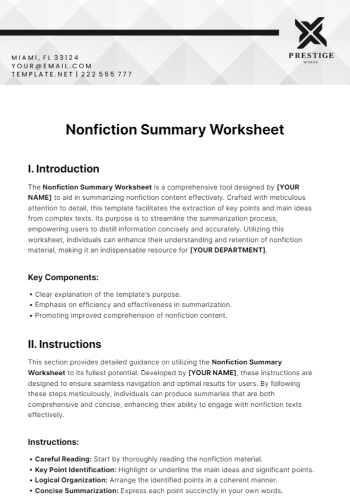 Nonfiction Summary Organizer for Young Readers Grade 2 Second grade nonfiction text summary template worksheet with fill-in sections for students to practice reading comprehension skills