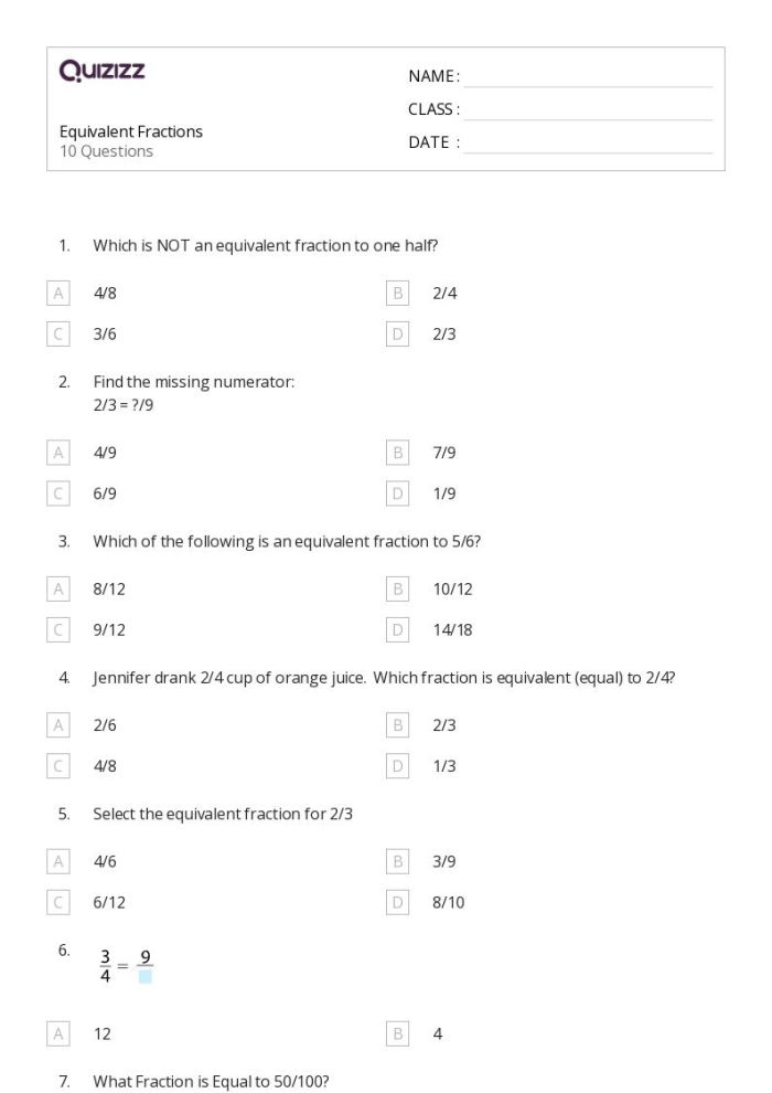 Fourth grade equivalent fractions and decimals practice worksheet with visual fraction models and decimal conversion exercises for image 22