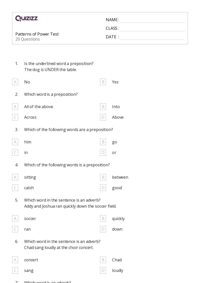 Grammar practice worksheet for Level 2 word patterns in sentences, image 24 in Community and Culture series Fourth Grade worksheet on Word Patterns in Sentences Level 2 focusing on grammar and word parts