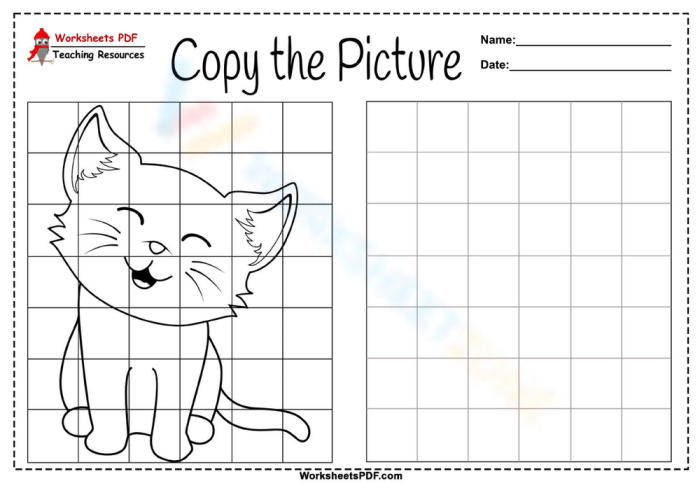 Grid Art Worksheet 15: Master the Grid Drawing Technique for Fifth Grade Math and Art A fifth grade student using a grid method worksheet to draw an illustration by copying squares from a reference image onto a blank grid