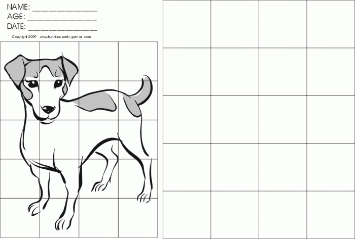 Fifth Grade Grid Art Activity: Learn to Draw Using Mathematical Grid Squares for Exponents and Roots Practice Grid art worksheet showing a fifth grade student using numbered squares to copy an illustration, combining exponents and roots math concepts with creative drawing techniques