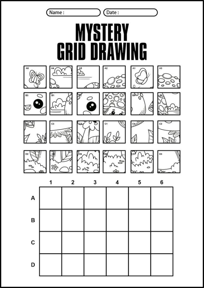 Grid Art Worksheet 25: Drawing with Grids for Fifth Grade Math and Art Fifth grade students use grid squares to copy and enlarge an illustration, combining art with mathematical proportions and spatial reasoning