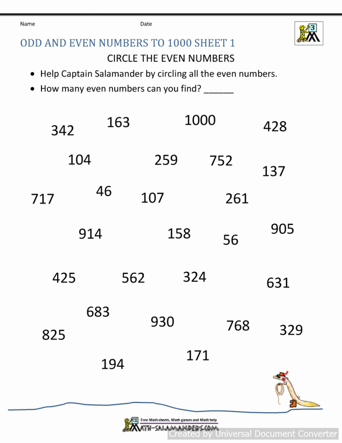 First grade math activity on grouping objects by odd and even numbers Worksheet showing groups of objects for identifying odd and even numbers